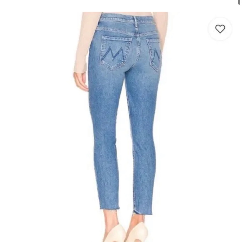 MOTHER 27 High Waist Skinny Jeans Blue the stunner ankle fray crop crate digger